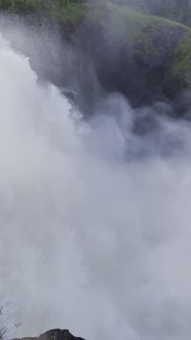 beautiful powerfull waterfall tannforsen in sweden