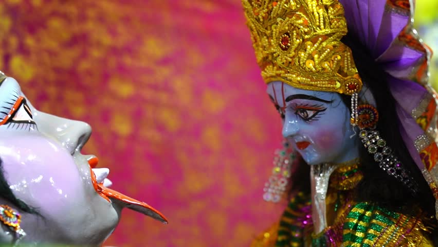 Bal Krishna Killing Demoness Putana – Mythological Scene Depiction