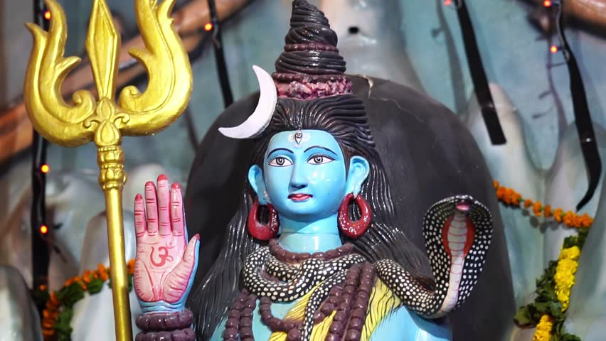 Majestic Lord Shiva Statue with Crescent Moon and Trident