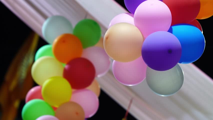 Colorful Balloons Hanging from Ceiling – Celebration Decoration