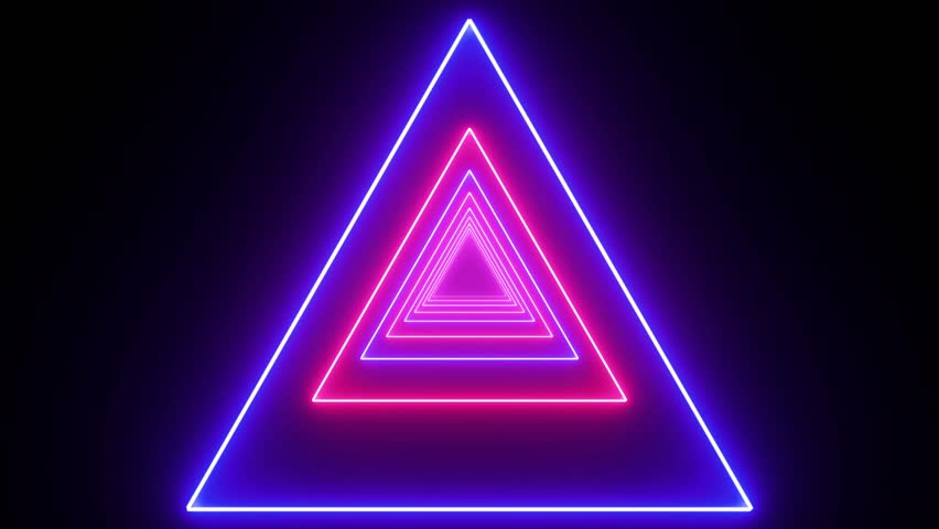colorful triangle animation loop video footage,Orange and pink Beautiful Neon Triangular Tunnel Background VJ Loop 4K video animation.