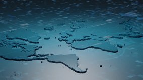 High-tech 3D animation featuring a world map integrated into a digital interface with floating data elements. Ideal for presentations, tech intros, news visuals, or global network-themed projects. - Powered by Shutterstock - Get 15% off with code: PIKWIZARD15