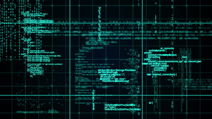 Blue sine wave appearing on teal grid sweeping across forming rotating helix visualizing code flow. Technology, data visualization, cyber, digital, futuristic, abstract, motion graphics