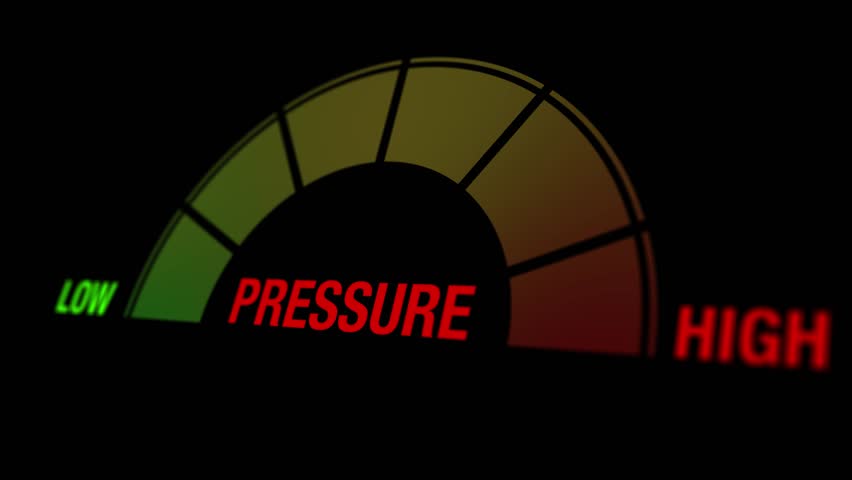 Animation of a pressure gauge transitioning from low to high, represented using vibrant colors and text, signifying intensity, measurement, and levels.