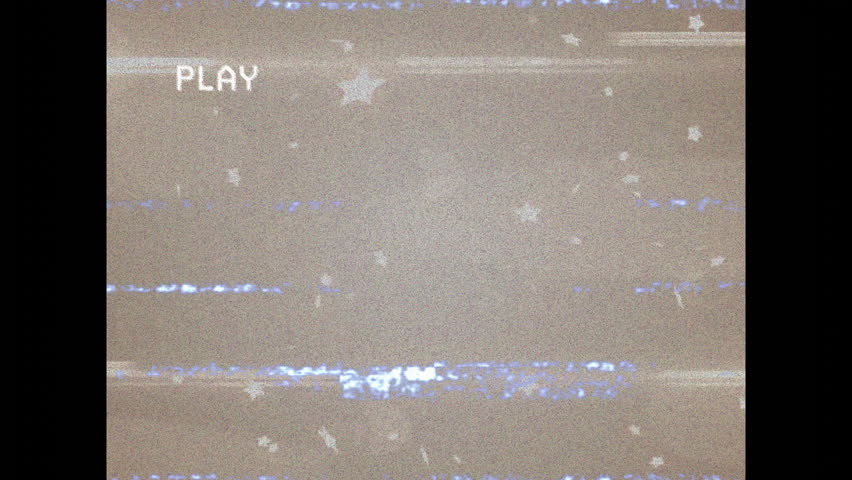 Starting with on-screen PLAY blue-white starry static sweeping drifting simulating tape interface. Digital, abstract, futuristic, glitch, retro, visual effects, technology