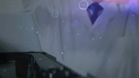 Senior scientist reaching test tube rack comparing yellow vial under digital overlay in science lab. Research, innovation, technology, precision, experimentation, analysis, biomolecular - Powered by Shutterstock - Get 15% off with code: PIKWIZARD15