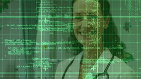 Medical doctor writing patient records after code overlay triggers, adjusting pen grip and smiling. Healthcare, technology, professionalism, innovation, digital, scene, clinical - Powered by Shutterstock - Get 15% off with code: PIKWIZARD15