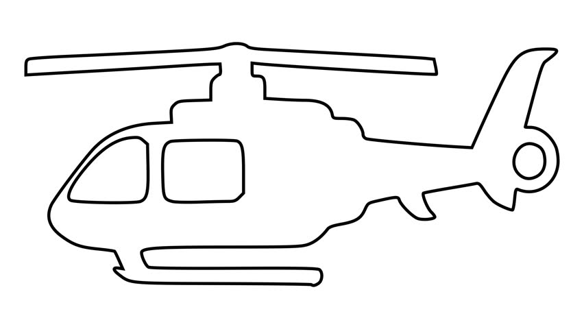 Helicopter icon line art vector animation.