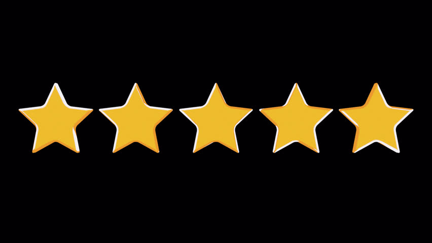 5 Star Rating Icons Animation On Alpha