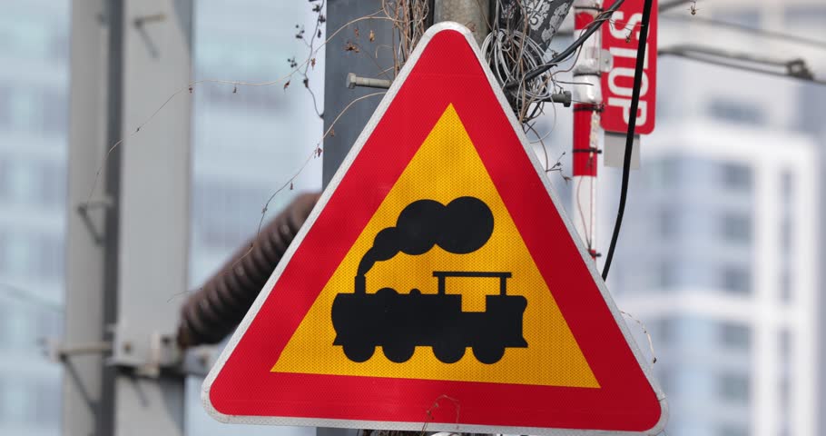 Rail crossing in central Seoul, Yongsan, South Korea