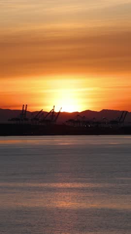Spectacular Sunset View From a Ship Arriving in Vancouver, British Columbia, Canada