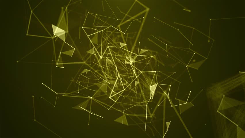 Abstract hi-tech futuristic 3D plexus motion yellow background, minimalist modern animation