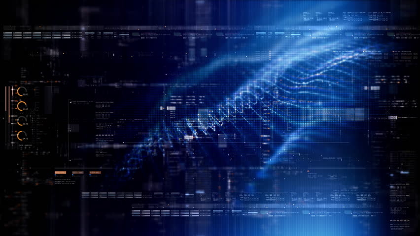 Abstract particle motion with vibrant colors, digital flowing particles, VR, futuristic sci-fi, tech innovation, and immersive cyber space background