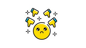 Sad emoji with four thumbs down ideal for expressing disapproval, negative feedback, criticism in social media, feedback forms, presentations. sad emoticon animation video - Powered by Shutterstock - Get 15% off with code: PIKWIZARD15