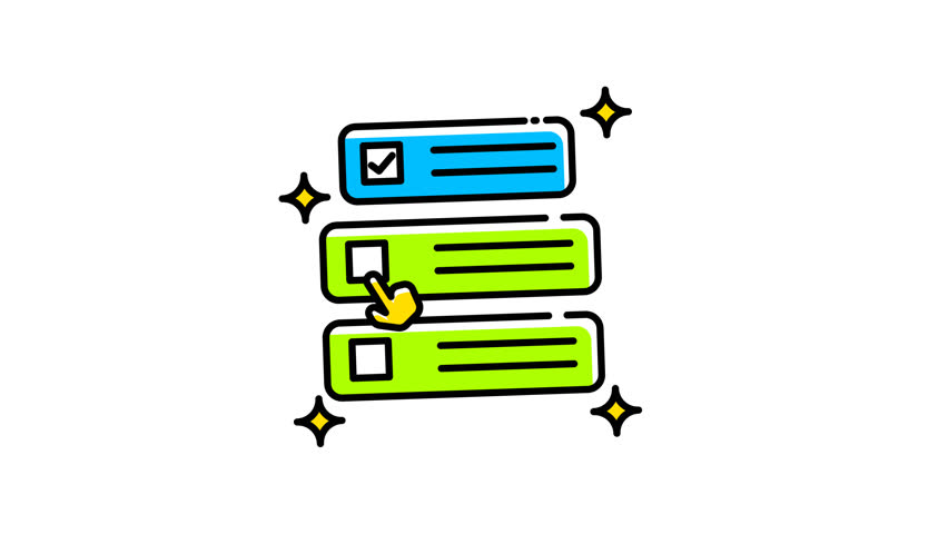 animation of Three checklist items with checkmark. Suitable for presentation slides, project management tools, online courses, and educational materials. Great for visual organization.