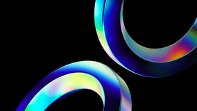 Colorful 3D abstract rings with iridescent gradients on a black background. Seamless 4K loop animation with holographic reflections. - Powered by Shutterstock - Get 15% off with code: PIKWIZARD15
