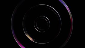 3D concentric rings forming a futuristic target shape on black background. Seamless 4K loop animation with holographic reflections. Abstract tech design element for fintech or digital themes. - Powered by Shutterstock - Get 15% off with code: PIKWIZARD15