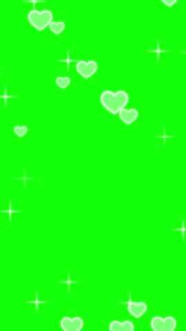 Animated Hearts and Sparkles Overlay on Green Screen