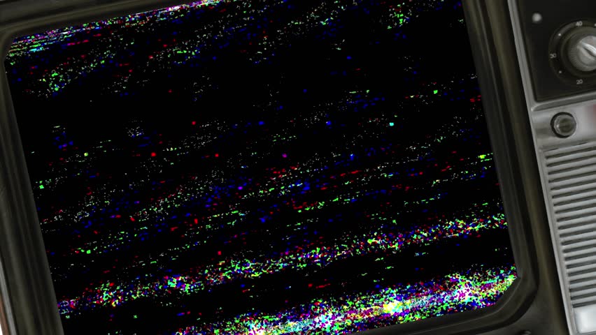 Analog TV VHS noise glitches. Retro old television isolated. Classic Vintage Retro Style television.