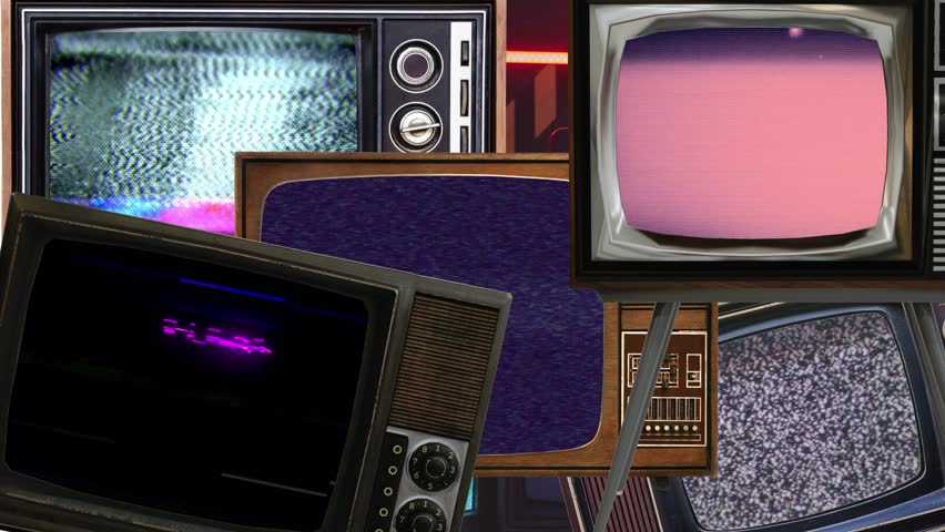 Analog TV VHS noise glitches. Retro old television isolated. Classic Vintage Retro Style television.