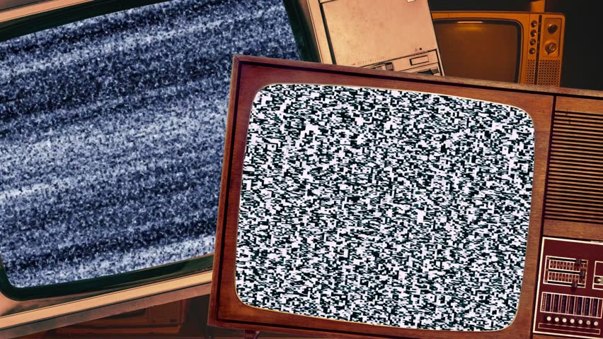 Analog TV VHS noise glitches. Retro old television isolated. Classic Vintage Retro Style television.