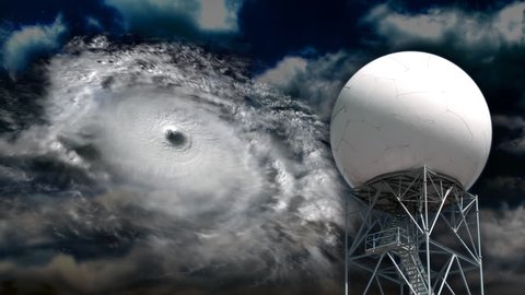 A doppler radar examines a hurricane.