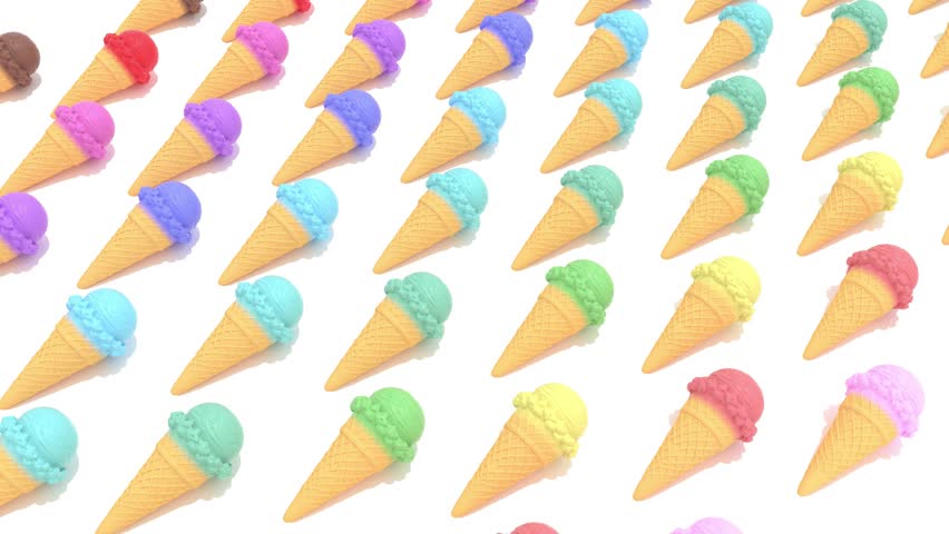 3d color ice cream pattern white bg 4k. 3D Illustration