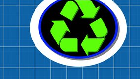 Recycling icon, white and red circle Hud compute circuit board elements radio waves grid background waste data management and sustainable industry symbol abstract digital concept. - Powered by Shutterstock - Get 15% off with code: PIKWIZARD15