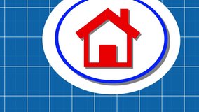 Smart home network system, white and red circle Hud compute circuit board elements radio waves grid background house remote control and iot symbol digital concept home shape hologram 3D animation. - Powered by Shutterstock - Get 15% off with code: PIKWIZARD15