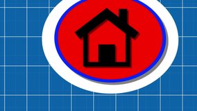 Smart home network system, white and red circle Hud compute circuit board elements radio waves grid background house remote control and iot symbol digital concept home shape hologram 3D animation. - Powered by Shutterstock - Get 15% off with code: PIKWIZARD15