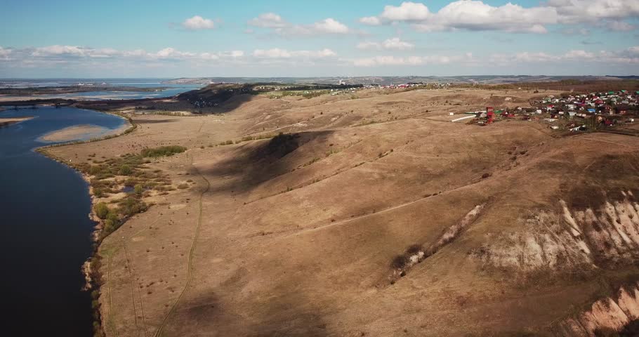 mountainous river bank in spring