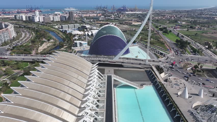 Valencia , Comunidad Valenciana , Spain - 07 12 2025: City Of Arts And Sciences At Valencia In Comunidad Valenciana Spain. Futuristic Cityscape. Sciences Museum. Valencia At Comunidad Valenciana Spain