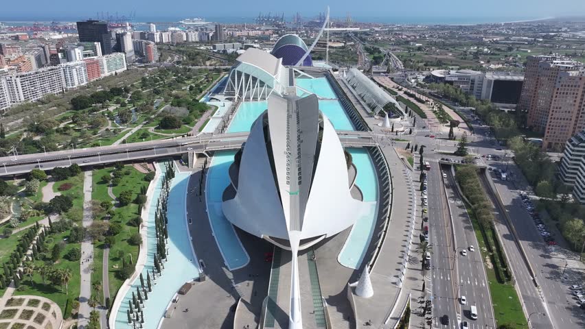 Valencia , Valencian Community , Spain - 07 12 2025: City of Arts and Science Museum. Futuristic Building. Downtown Cityscape. Valencia Skyline. Beautiful Skyline.