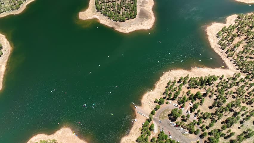 Aerial view of Willow Springs Lake, Arizona, United States.