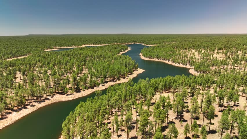 Aerial view of Willow Springs Lake, Arizona, United States.