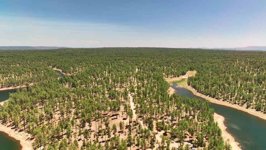 Aerial view of Willow Springs Lake, Arizona, United States.