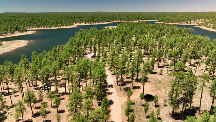 Aerial view of Willow Springs Lake, United States.