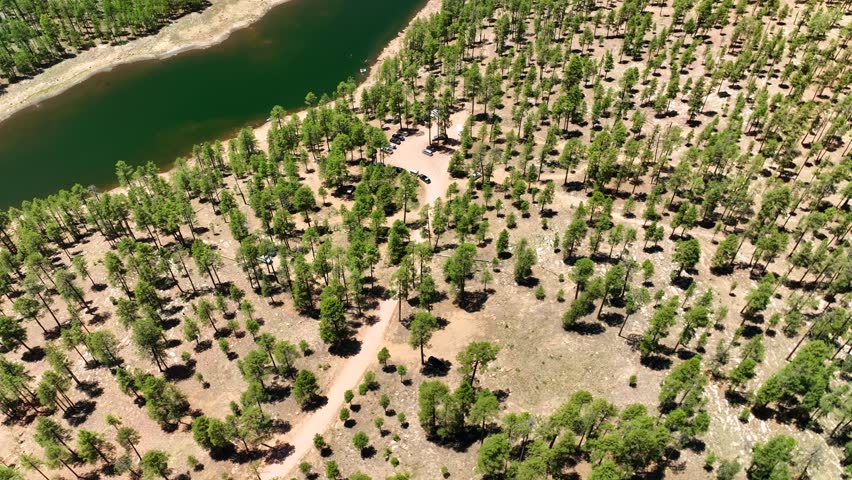 Aerial view of Willow Springs Lake, United States.