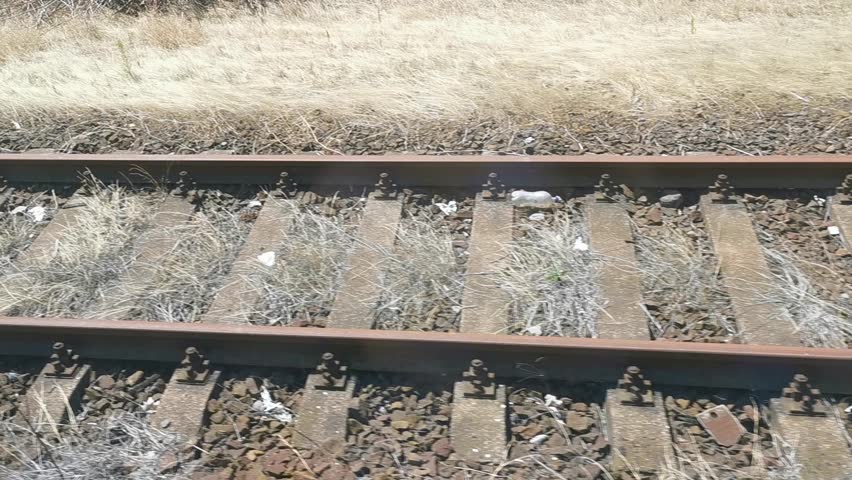 Movement along the railway track. The train is coming.