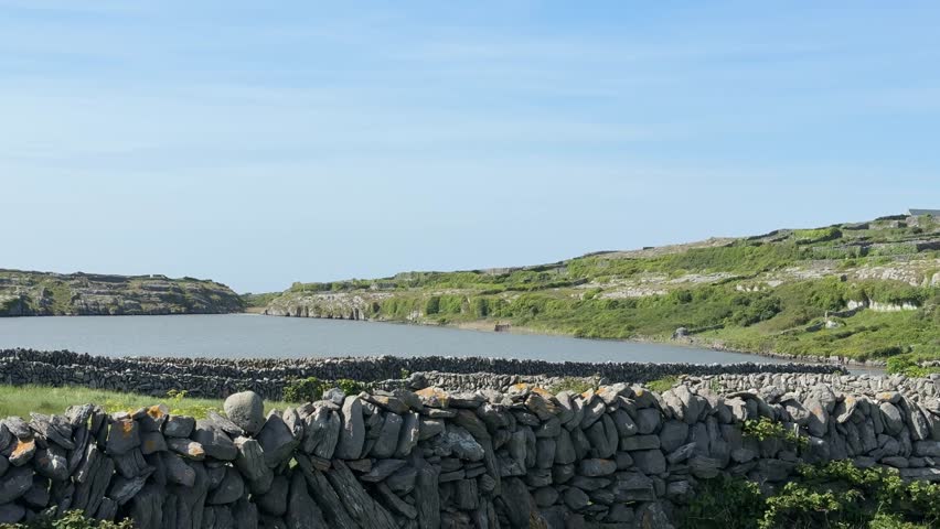 old stone walls fresh water lake Inisheer Aran Islands wild Atlantic way Ireland epic locations