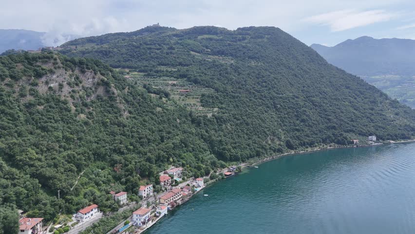 Monte Isola island on Lake Iseo Italy drone,aerial