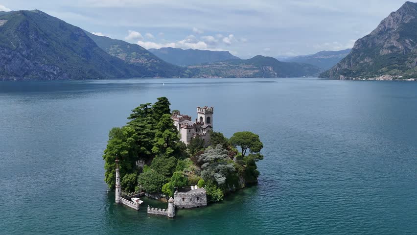 Island of Loreto north of Monte Isola , Lake Isola drone,aerial