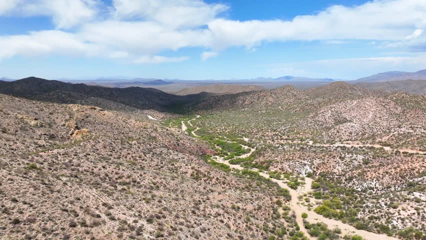 Aerial view of desert landscape, United States.
