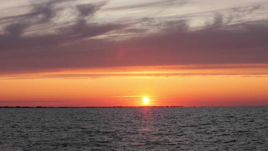 time-lapse of dark sea sunset, horizon