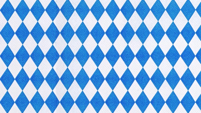 Oktoberfest background decoration with Bavarian flag pattern blue white diamonds moving. Ideal for use in event invitations, party flyers, beer festival 