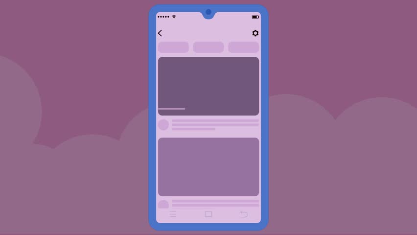 Social Media Video App Interface Animation. Mobile Video Streaming Platform UI Design. Smartphone Video Sharing App Motion Graphic. YouTube Illustration.