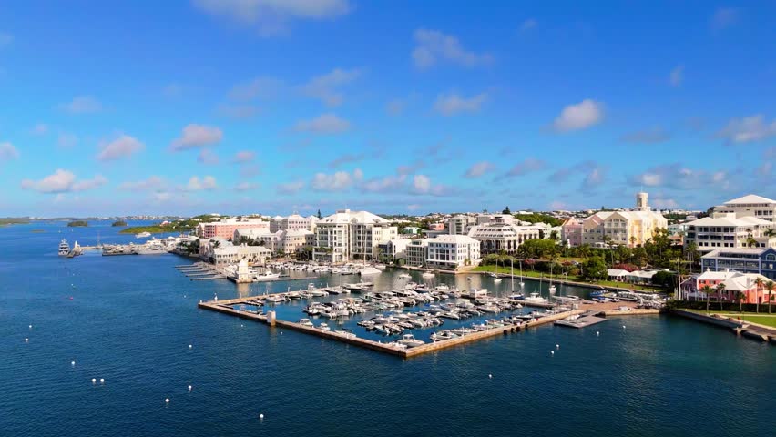Drone views of Hamilton Harbour, waterfront, city buildings and marina.