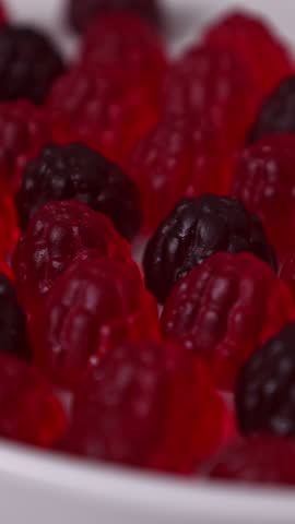 Colorful gummy candies on display with rich textures and vibrant colors for a sweet treat experience