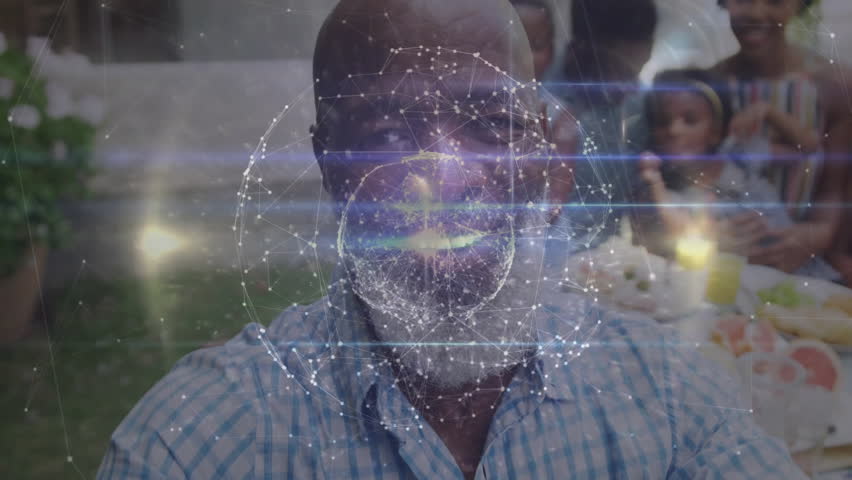 Elderly man holding out camera, initiating globe effect as family posing for selfie technology. Family, generational, outdoor, technology, connectivity, celebration, portrait - Powered by Shutterstock - Get 15% off with code: PIKWIZARD15