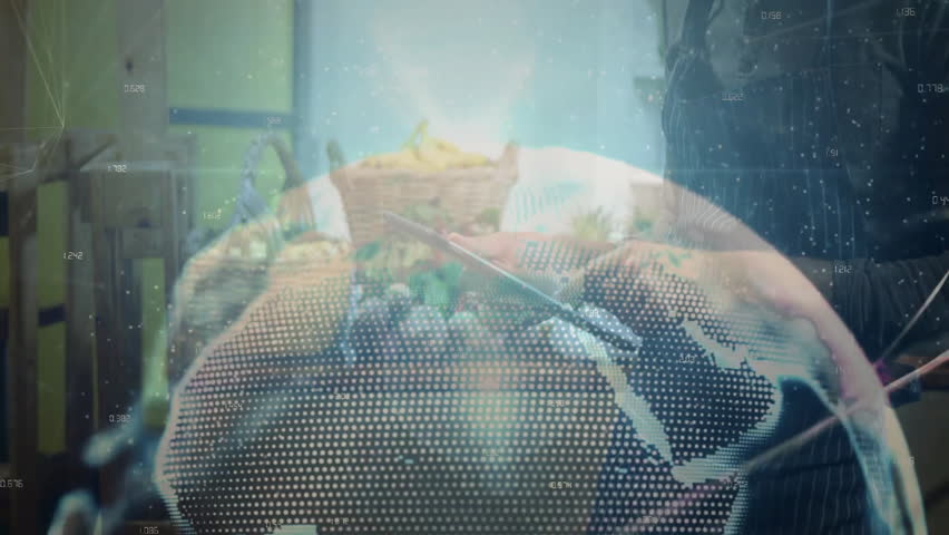 Hologram globe flickering in tech lab technician pinching projection rotating globe analyzing data. Virtual interface, futuristic technology, data visualization, innovation environment, digital - Powered by Shutterstock - Get 15% off with code: PIKWIZARD15